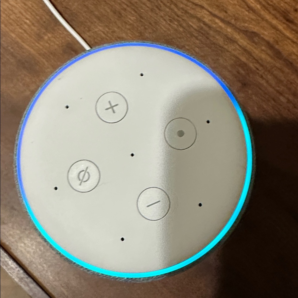 Voice-Activated Smart Speaker with Light Blue Fabric - Picture 3 of 7